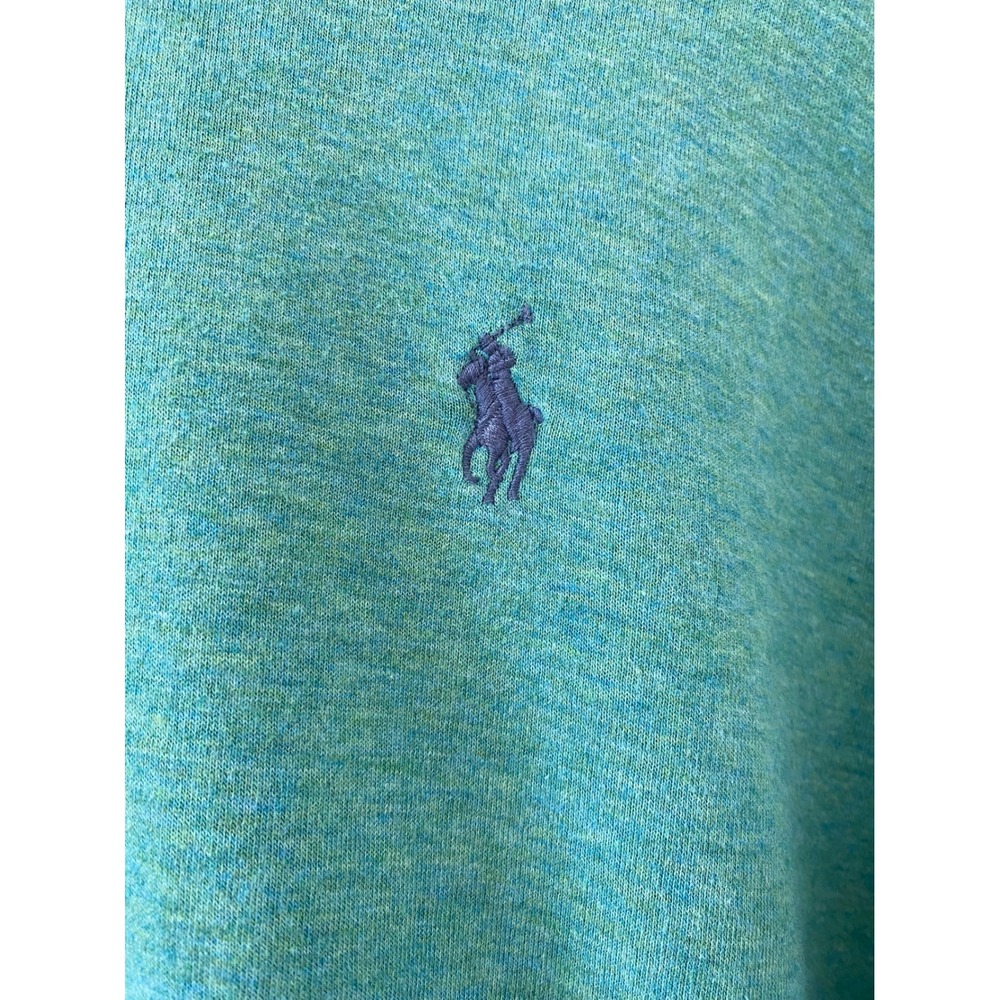 Polo Ralph Lauren Mens Large Green Heather Quarter Zip Pullover Cotton Blend L - Picture 3 of 5